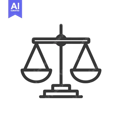Aset desain premium: Minimalist Scales of Justice Icon: Law, Balance, and Fairness Symbol