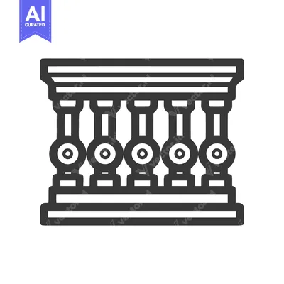 Premium design asset: Minimalist Balustrade Icon: Architectural Detail in Bold Outline Style