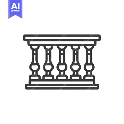 Aset premium populer: Balustrade Icon: Symmetrical Railing Design with Classic Architectural