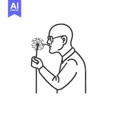 Aset desain premium: Bald Man Blowing on a Sparking Stick