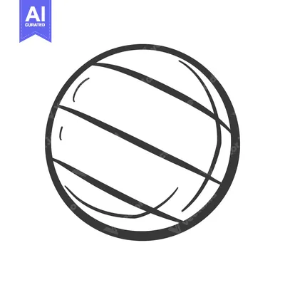 Premium design asset: Simple outlined basketball image against a white background appears is