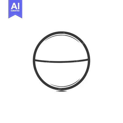 Aset desain premium: A simple black and white illustration of a split circular object