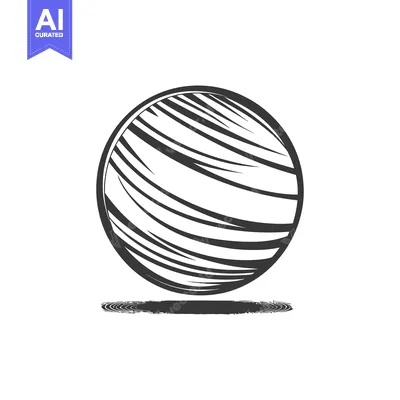 Aset desain premium: A simple abstract drawing of a sphere with textured lines