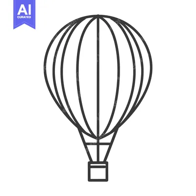Aset desain premium: A simple outline of a hot air balloon floating upwards