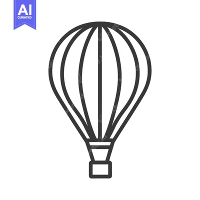 Aset premium populer: A stylized line drawing of a hot air balloon