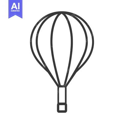 Aset premium populer: A stylized black and white image of a hot air balloon