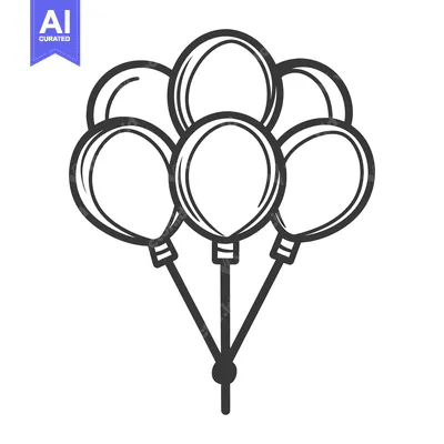 Aset premium populer: A black and white illustration of clustered party balloons