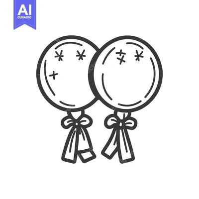Aset desain premium: Two decorated round balloons tied together with ribbons and bows