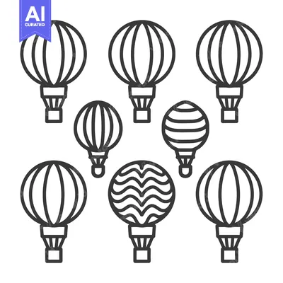 Aset premium populer: Simplified line art of several hot air balloons in the air