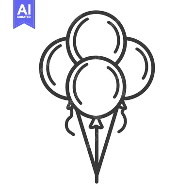 Premium design asset: Four balloons tied together with ribbons floating in the air