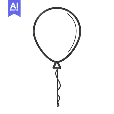 Premium design asset: A simple monochrome illustration depicting a single air balloon