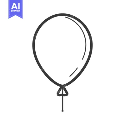 Premium design asset: A simple black and white illustration of a party balloon