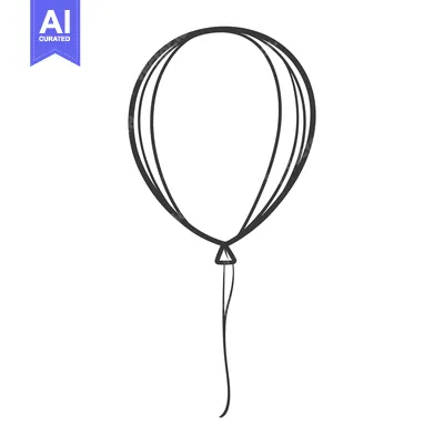 Popular premium asset: A Simple Sketch Depicting A Singular Helium Filled Balloon