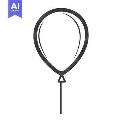 Aset desain premium: Simple illustration of a floating balloon with a string attached below