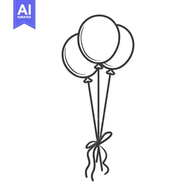 Aset premium populer: Three Balloons Tied Together with Ribbons in the Air