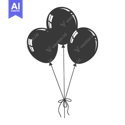 Aset premium populer: Three dark balloons tied together with decorative string and bow