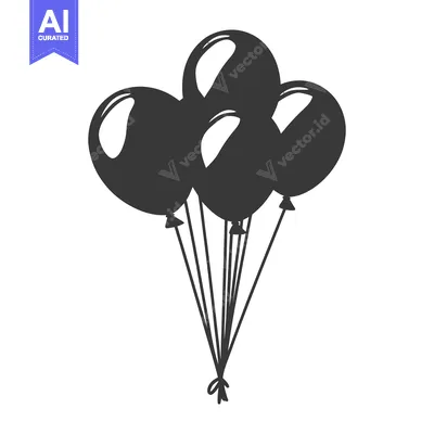 Aset premium populer: A bundle of four black balloons tied together by their strings