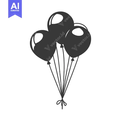 Aset desain premium: A simple illustration showing a bunch of helium balloons tied together