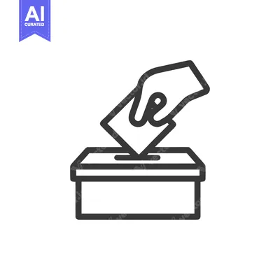 Aset desain premium: Simple Line Art: Hand Depositing Ballot in Box