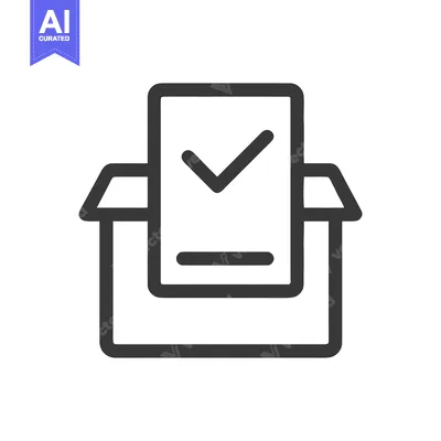 Aset premium populer: Minimalist Line Art Icon: Ballot Box with Approved Document