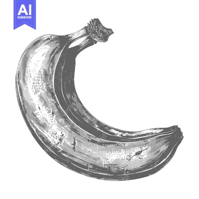 Aset premium populer: A Single Ripe Banana Presented on a White Background