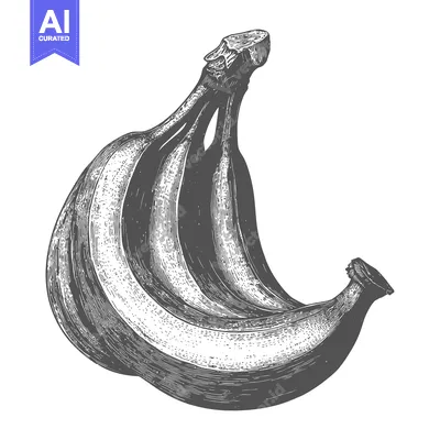 Aset desain premium: Bunch of bananas depicted in a detailed engraving style