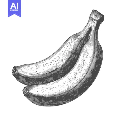 Premium design asset: A pair of bananas on a white background is depicted with detail