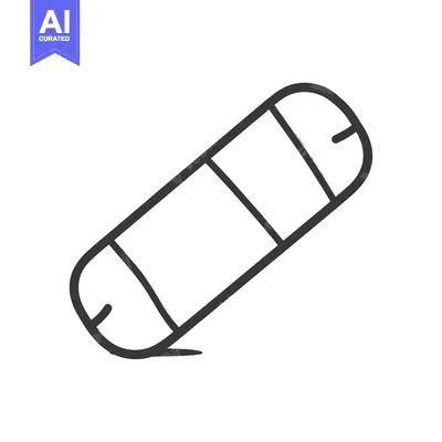Aset desain premium: A simple drawn illustration of a rectangular eraser on white paper
