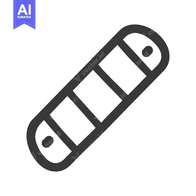 Aset desain premium: Simple black and white icon depicting a long rectangular shape