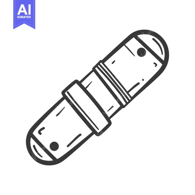 Aset desain premium: A simple line drawing of a mechanical component isolated