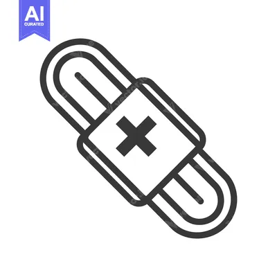 Aset premium populer: A simple black and white illustration of a medical bandage