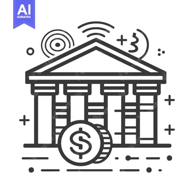 Popular premium asset: Simple black and white illustration of a building with money