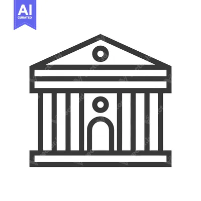 Aset desain premium: Simple monochrome illustration of a public building structure