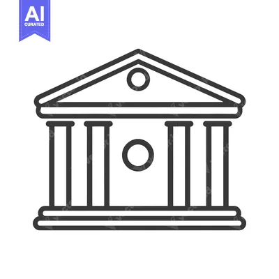 Premium design asset: A minimalist black and white drawing of a classic building