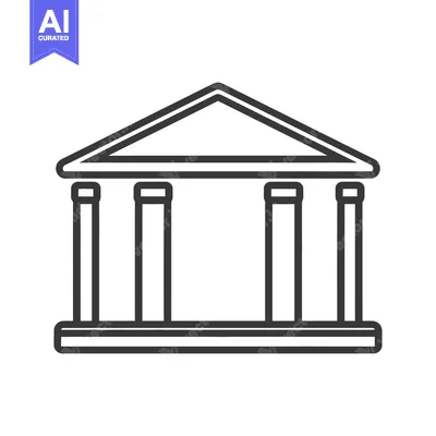 Popular premium asset: Simple outline illustration of a building with a triangular roof