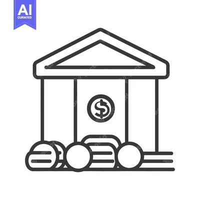 Aset desain premium: A simple line drawing of a building representing banking