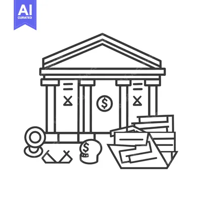 Aset premium populer: Illustration showing a banking institution and associated financial co