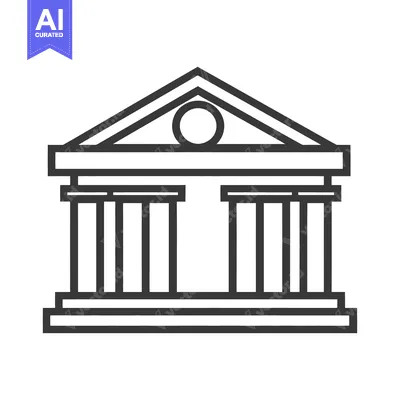 Aset premium populer: Simplified architectural illustration depicting a classic government b