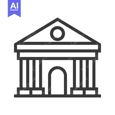 Aset premium populer: A simple black and white line drawing of a building facade