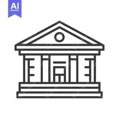 Aset desain premium: A simple black and white illustration of a building icon