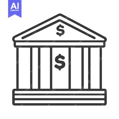 Popular premium asset: A Simple Black And White Illustration Depicting A Bank Building