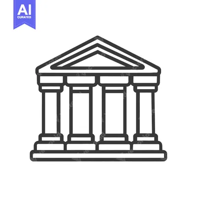 Aset premium populer: An architectural illustration showing a building with pillars and a ro