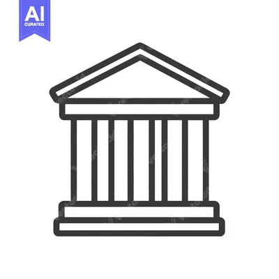 Aset desain premium: A simple black and white illustration of a classical building