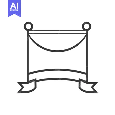 Aset desain premium: A simple illustrative banner design with ribbons and a decorative top