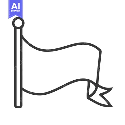 Aset desain premium: An illustrated outline drawing of a waving pennant on a pole