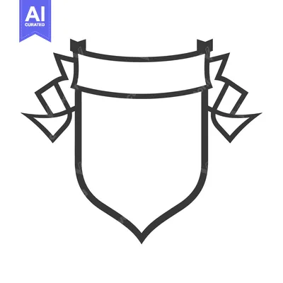 Aset desain premium: A graphical image of a crest with surrounding banner ribbons