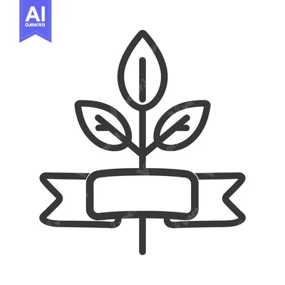 Aset premium populer: A simple line drawing of leaves and a banner
