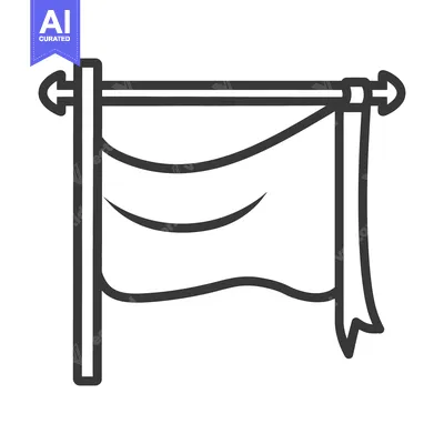 Aset desain premium: An illustrated flag hanging on a rod with decorative ends