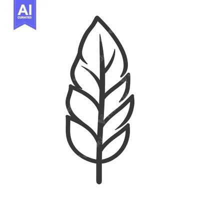 Aset premium populer: The detailed image illustrates a simple stylized leaf outline design
