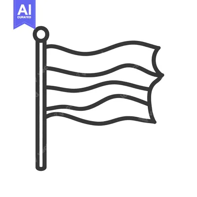 Premium design asset: A simplistic depiction of a waving striped banner on a pole